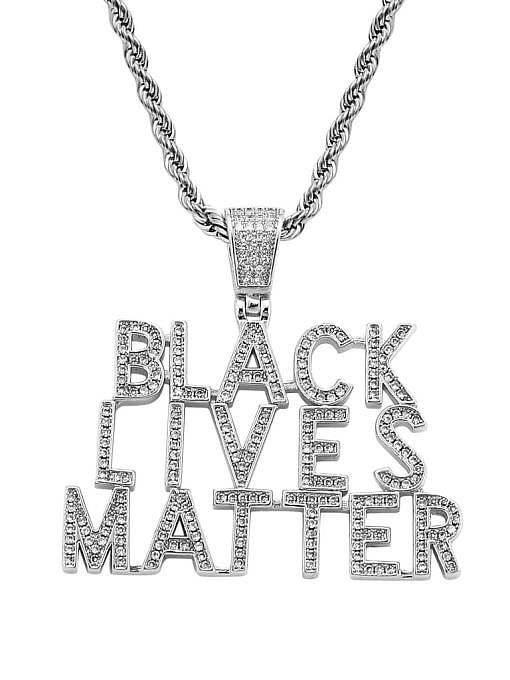 Brass Cubic Zirconia Letter Hip Hop Necklace