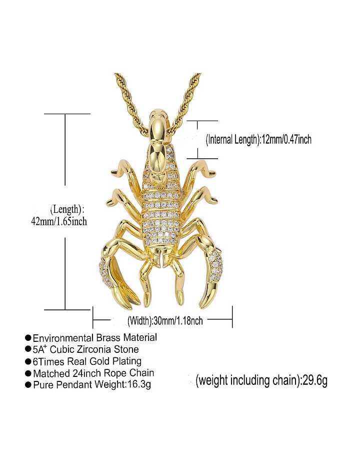 Brass Cubic Zirconia Scorpion Hip Hop Necklace