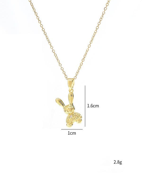 Brass Cubic Zirconia Rabbit Cute Necklace