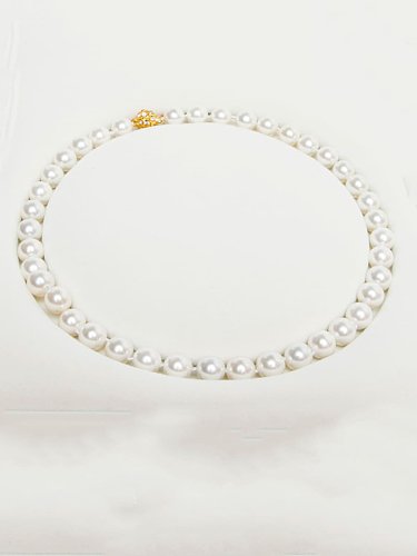 Brass Shell Pearl Round Minimalist Necklace