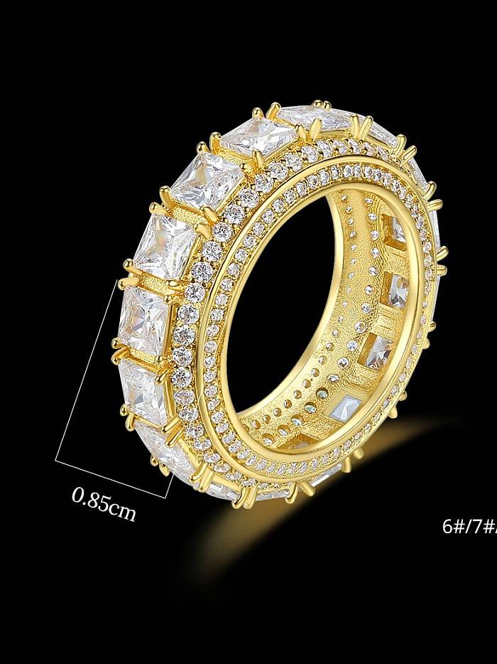 Bague Hip Hop Ronde en Laiton Cubic Zirconia