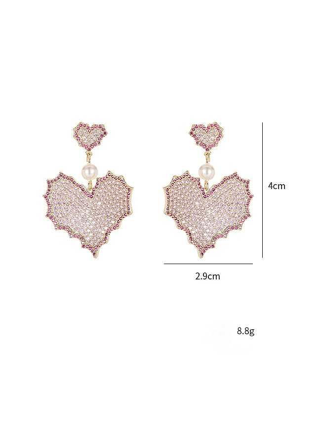 Brass Cubic Zirconia Heart Dainty Drop Earring