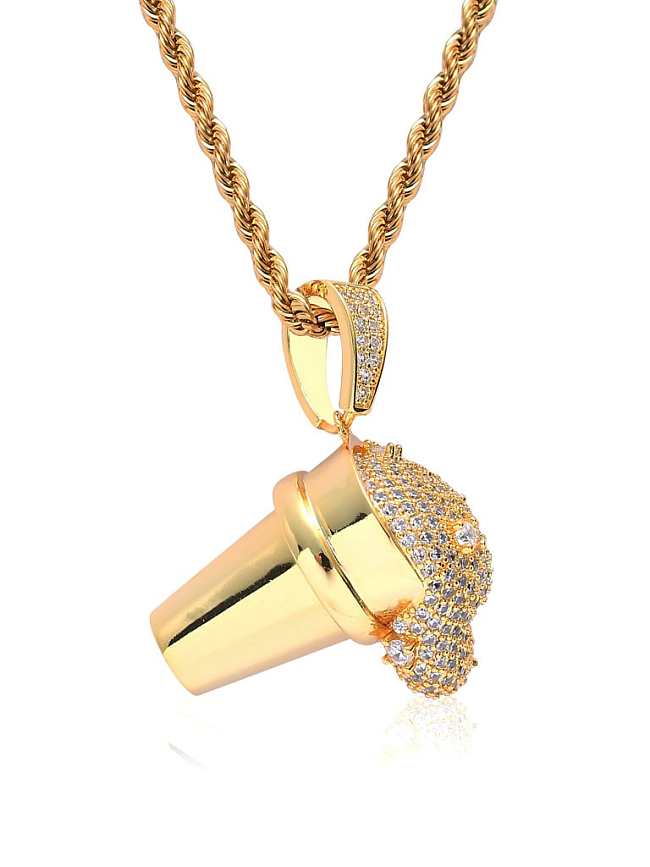 Brass Cubic Zirconia Ice Cream Hip Hop Necklace