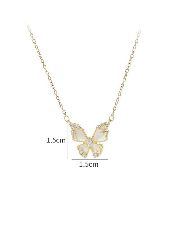 Messing Zirkonia Schmetterling zierliche Halskette