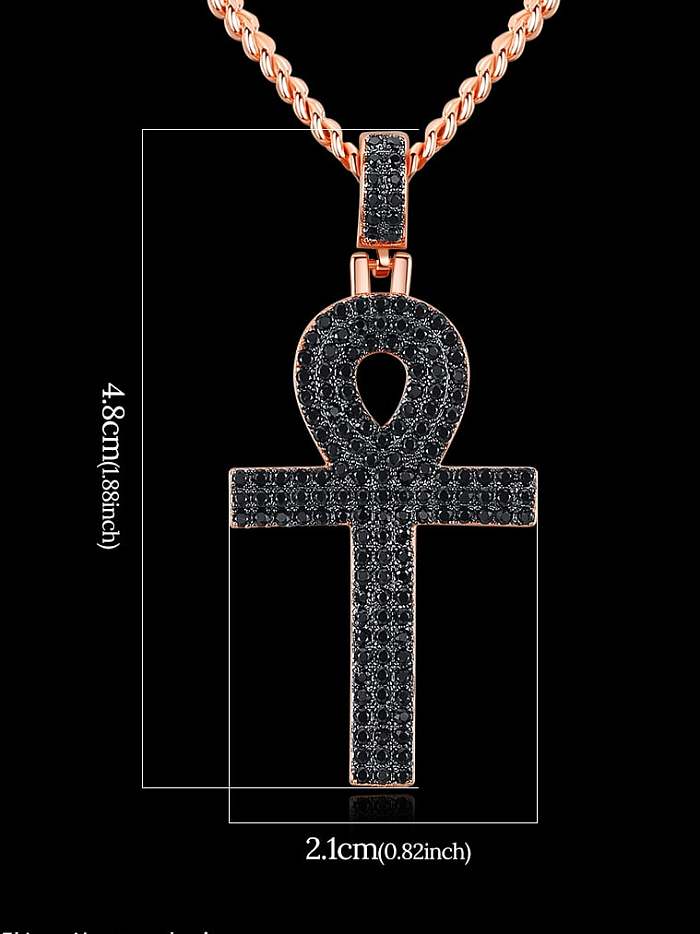Copper Cubic Zirconia Key Hip Hop Necklace