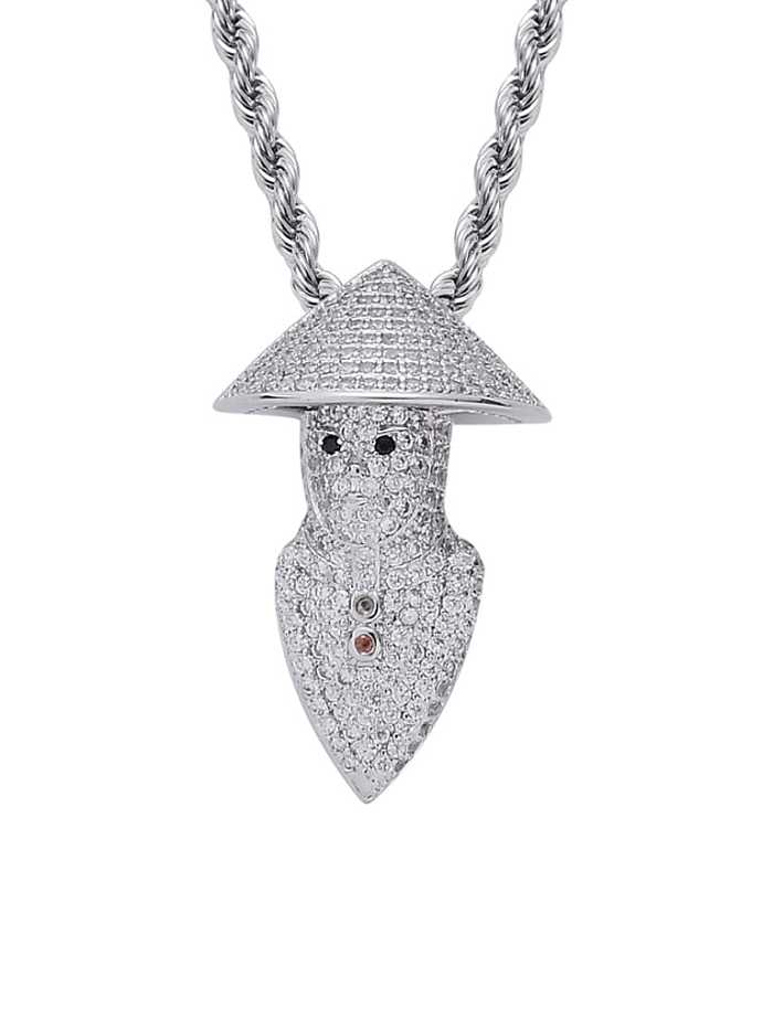 Brass Cubic Zirconia Hat Hip Hop Necklace