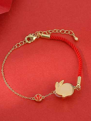 Brass Cubic Zirconia Rabbit Dainty Handmade Weave Bracelet