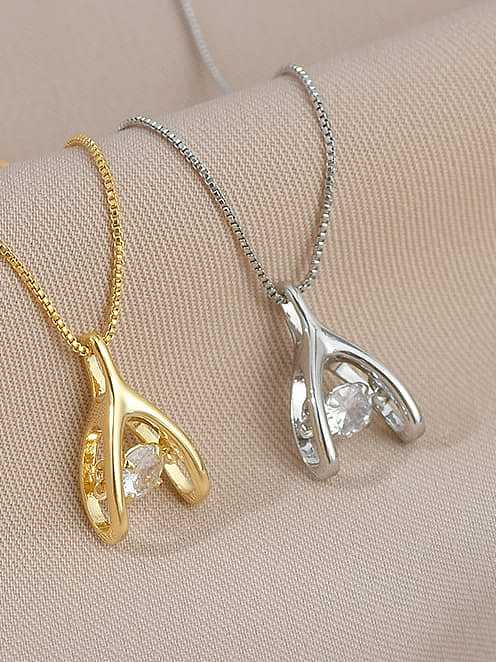 Brass Cubic Zirconia Geometric Dainty Necklace