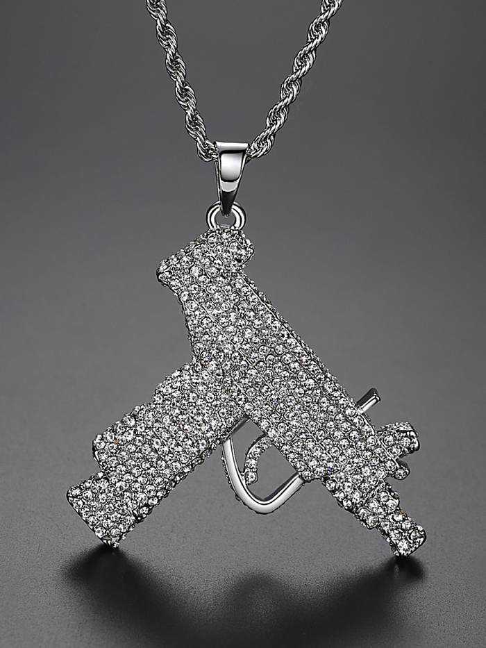 Copper Gun Cubic Zirconia Irregular Hip Hop Necklace