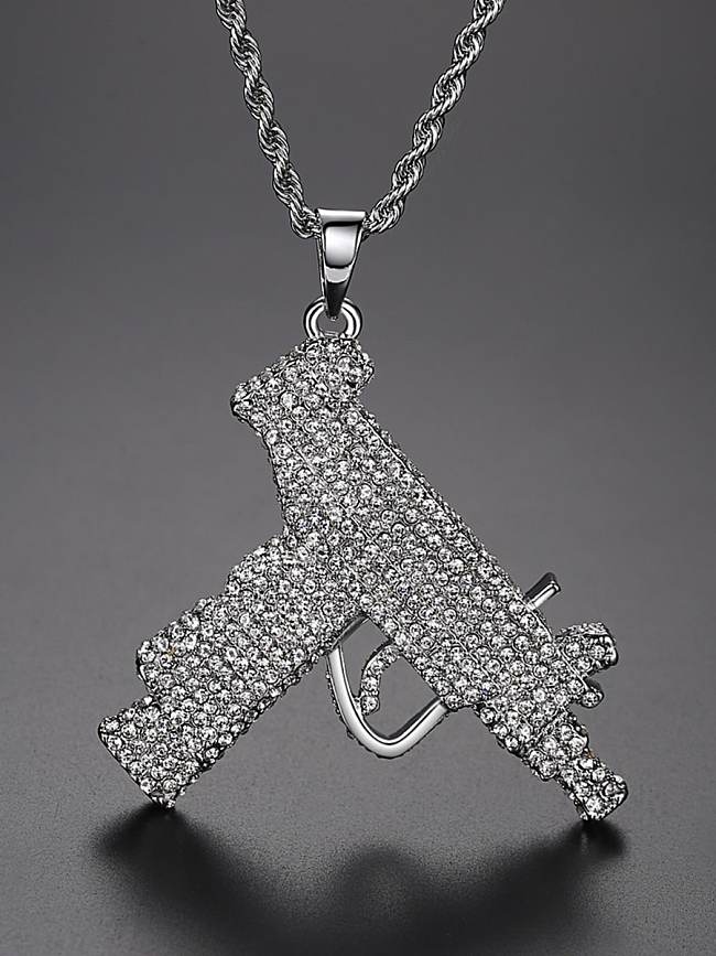 Copper Gun Cubic Zirconia Irregular Hip Hop Necklace