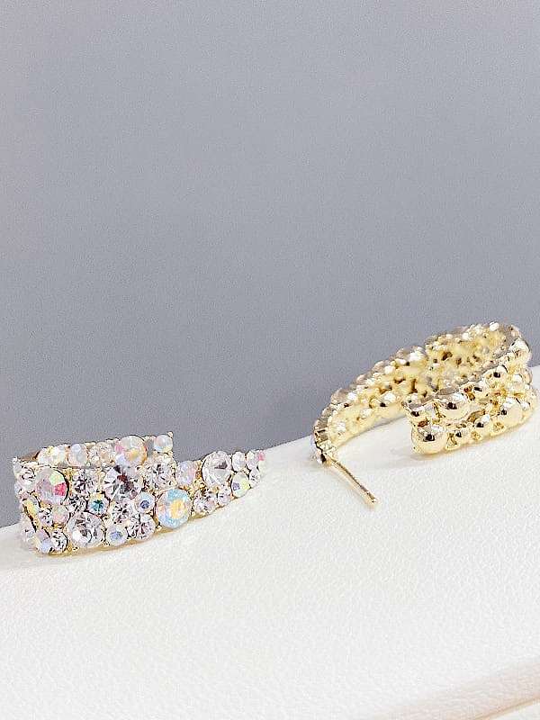 Brass Cubic Zirconia Geometric Trend Hoop Earring