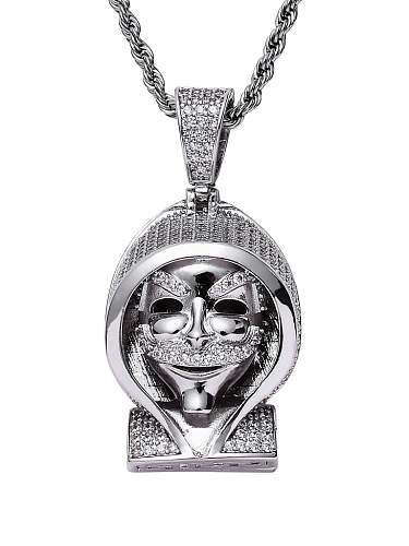 Latón Cubic Zirconia Grim Reaper Hip Hop Collar