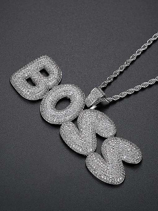 Brass Cubic Zirconia Letter Hip Hop Necklace