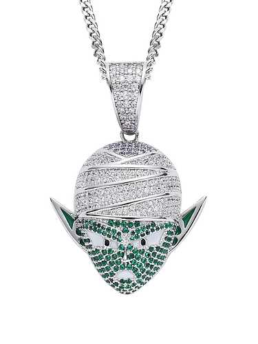 Brass Cubic Zirconia Green Anime characters Hip Hop Necklace