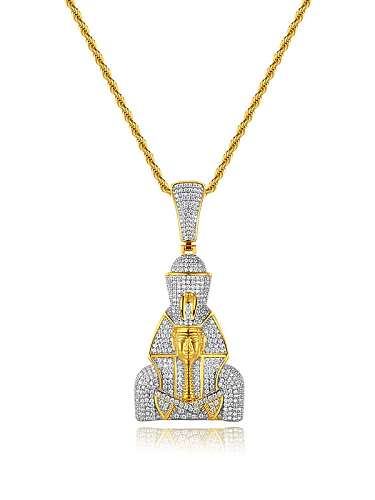 Unregelmäßige Hip-Hop-Regligious-Halskette aus Messing mit Kubikzirkonia