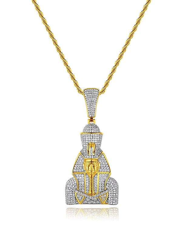 Unregelmäßige Hip-Hop-Regligious-Halskette aus Messing mit Kubikzirkonia