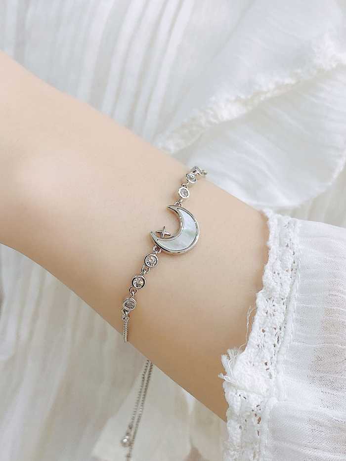 Bracelet ajustable en laiton et zircon cubique Moon Dainty
