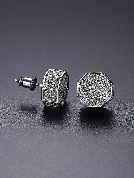 Arete de cobre con circonita cúbica geométrica Hip Hop