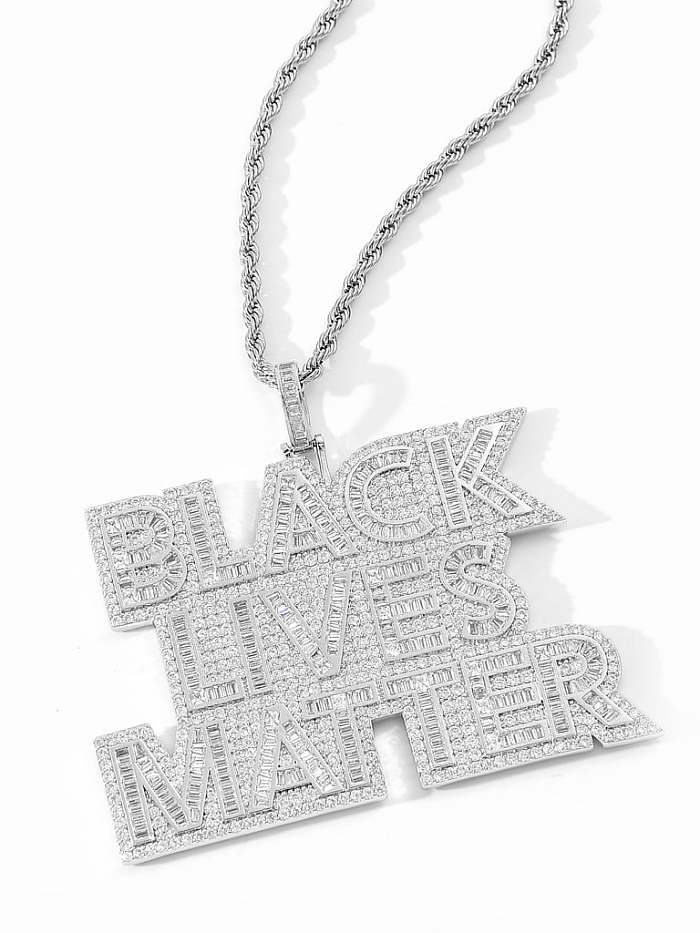 Collar de hip hop con letra de circonita cúbica de latón