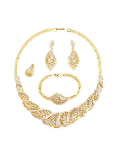 Laiton cubique zircone luxe petite hirondelle anneau boucle d'oreille bracelet et collier ensemble