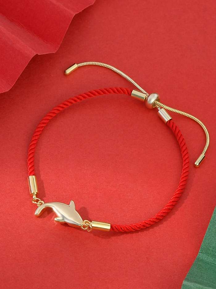 Brass Cubic Zirconia Enamel Fish Dainty Adjustable Bracelet