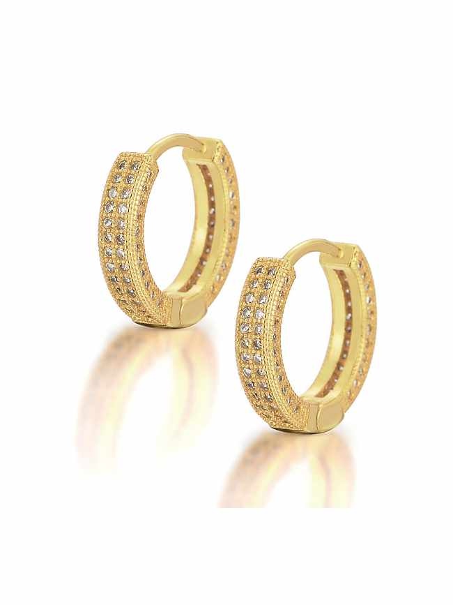 Brass Cubic Zirconia Round Dainty Cluster Earring