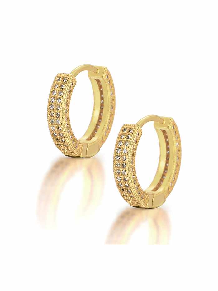 Brass Cubic Zirconia Round Dainty Cluster Earring