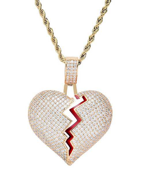 Brass Cubic Zirconia Heart Dainty Necklace