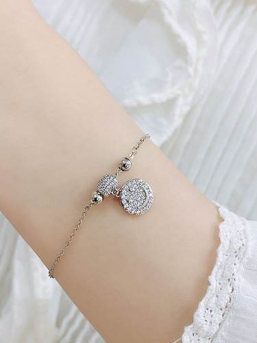 Brass Cubic Zirconia Round Dainty Bracelet