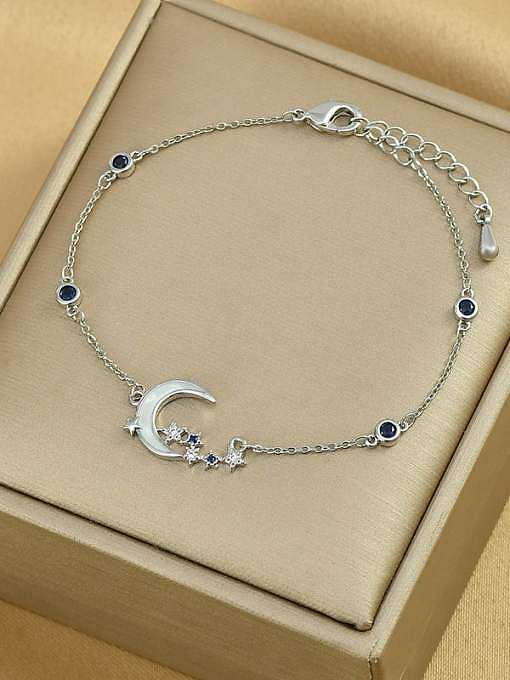 Brass Cubic Zirconia Moon Dainty Bracelet