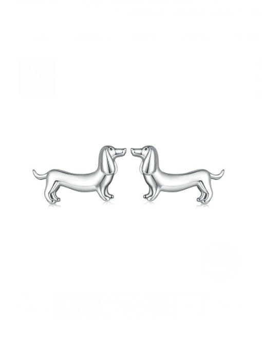 925 Sterling Silver Dog Cute Stud Earring