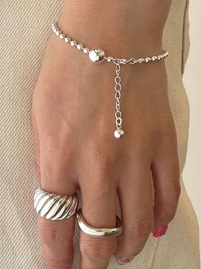 Bracelet perlé minimaliste irrégulier en argent sterling 925
