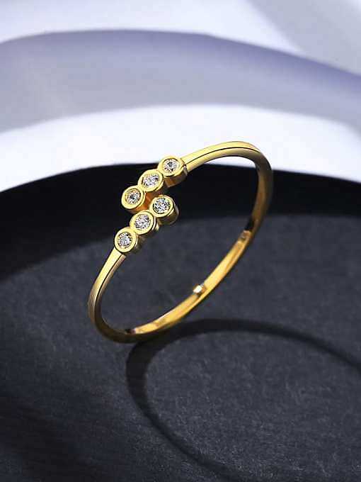 925 Sterling Silver Rhinestone Geometric Minimalist Band Ring