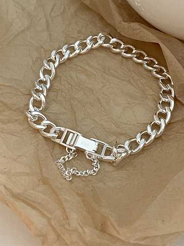 925 Sterling Silver Geometric Hip Hop Link Bracelet