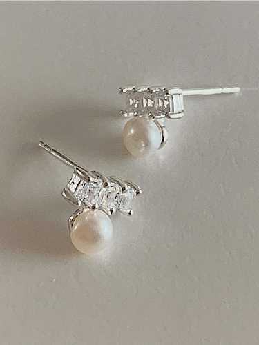 Boucles d'oreilles vintage géométriques en argent sterling 925 avec oxyde de zirconium