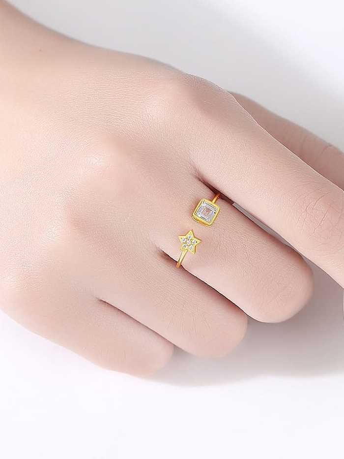 925 Sterling Silver Cubic Zirconia Geometric Dainty Band Ring