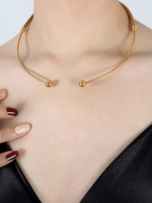 Trend Geometric Titanium Steel Earring Bracelet and Necklace Set