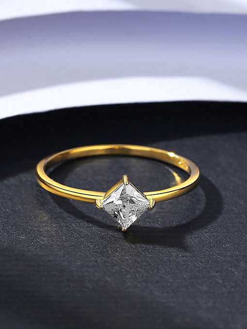 925 Sterling Silver Cubic Zirconia Geometric Minimalist Band Ring