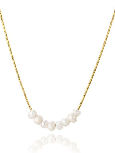 Stainless steel Freshwater Pearl Geometric Necklace