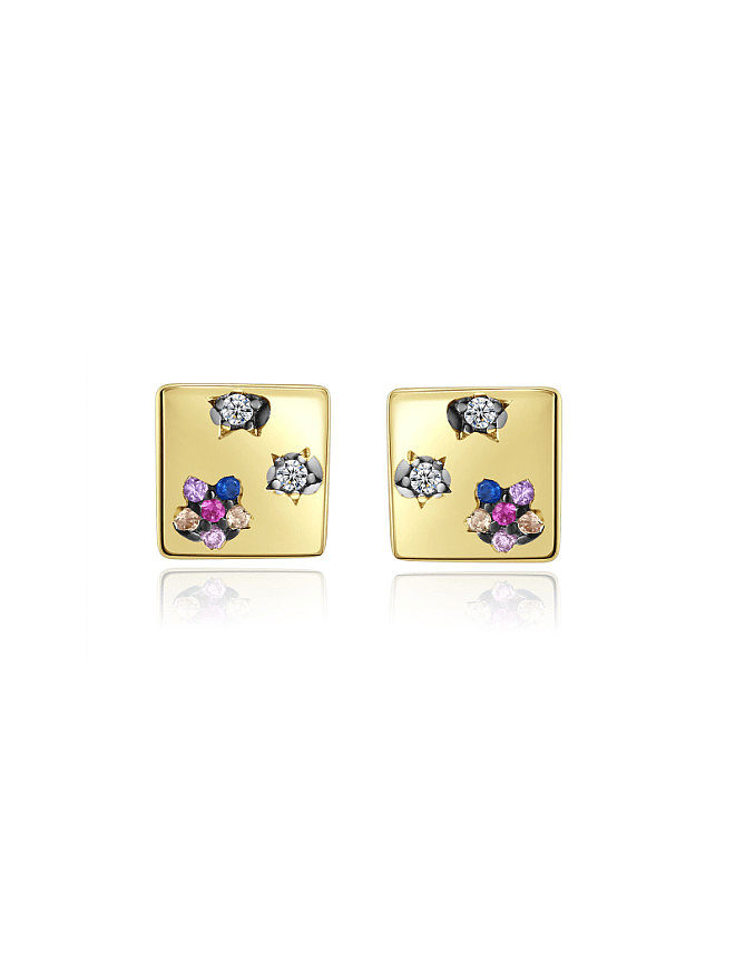 925 Sterling Silver Cubic Zirconia Geometric Vintage Stud Earring