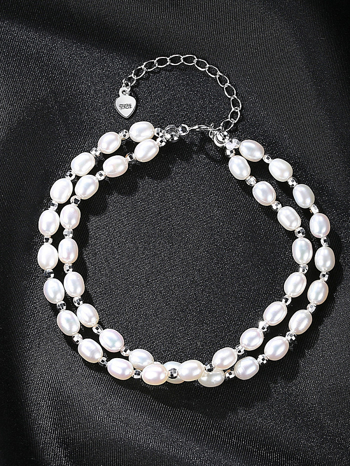 Pure Silver Freshwater Pearl double Bracelet