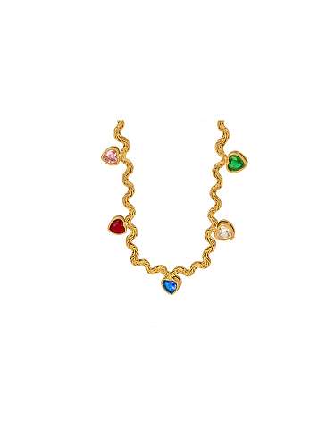Zierliche Quasten-Halskette mit Zirkonia-Herz aus Titanstahl