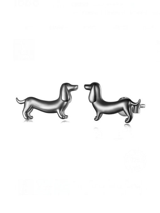 925 Sterling Silver Dog Cute Stud Earring