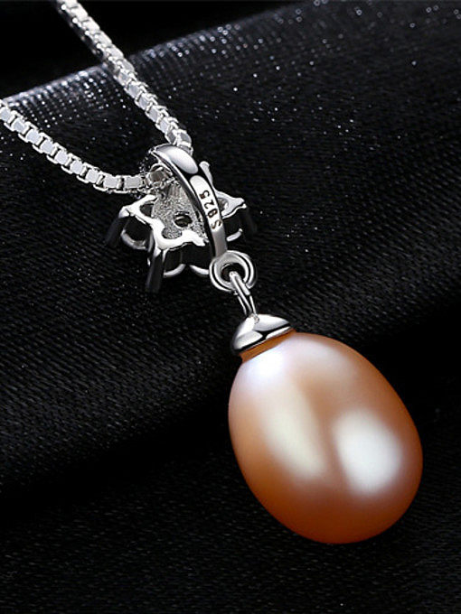 Pure silver with AAA zircon flowers natural freshwater pearl necklace