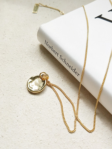 Sterling silver irregular round gold necklace