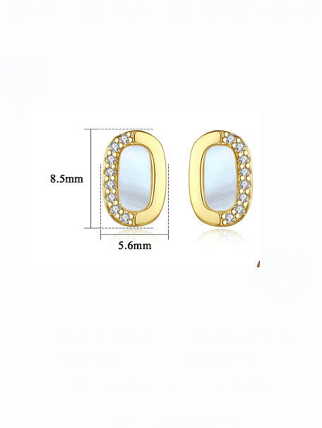 925 Sterling Silver Shell Geometric Minimalist Stud Earring