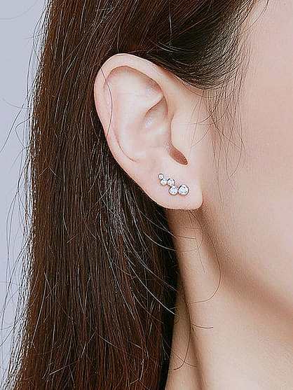 925 Sterling Silver Cubic Zirconia Geometric Dainty Stud Earring