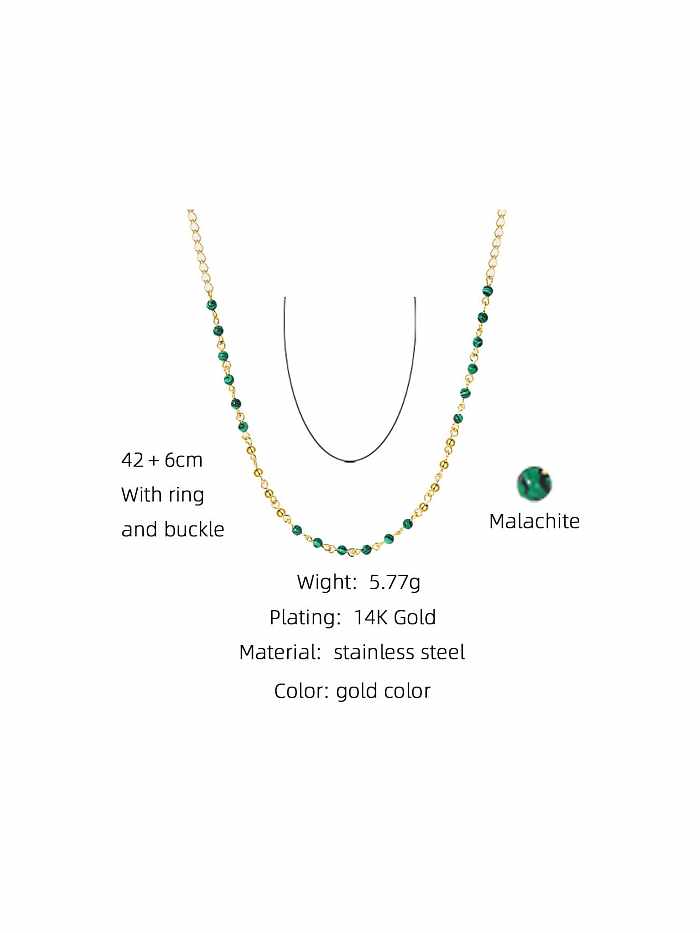 Titanium Steel Malchite Green Geometric Vintage Necklace
