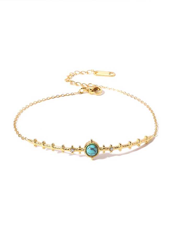 Titanium Steel Turquoise Irregular Vintage Link Bracelet