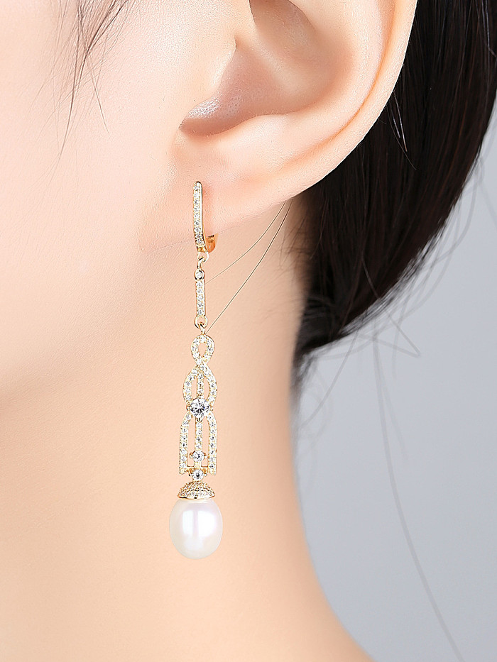 Pure silver retro 7-8mm Natural Freshwater Pearl Earrings